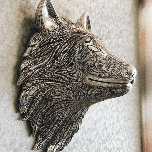 Lobo Decoración Gesso Pan de Plata