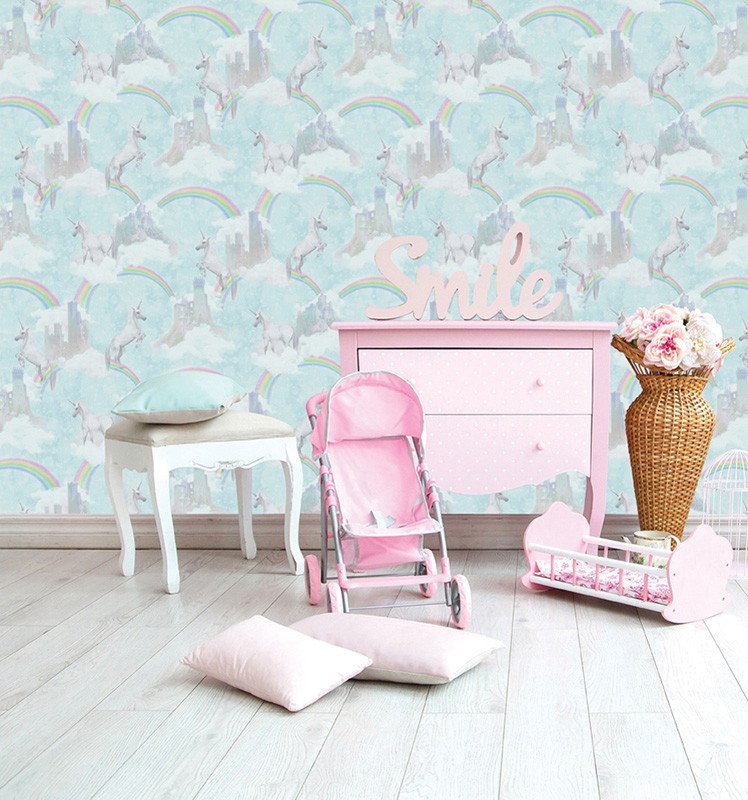 Papel de Pared Make Believe - I Believe in Unicorns Pink 12480