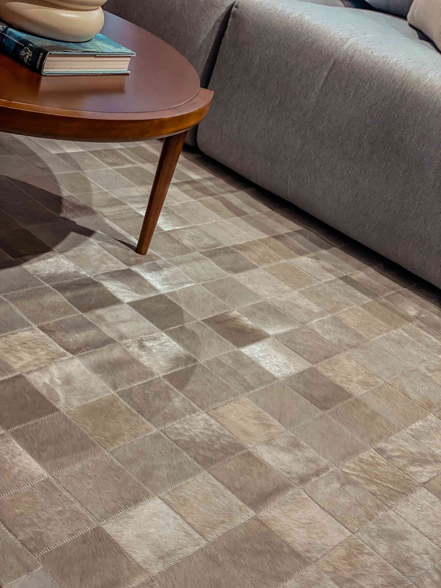 alfombra patchwork cuero