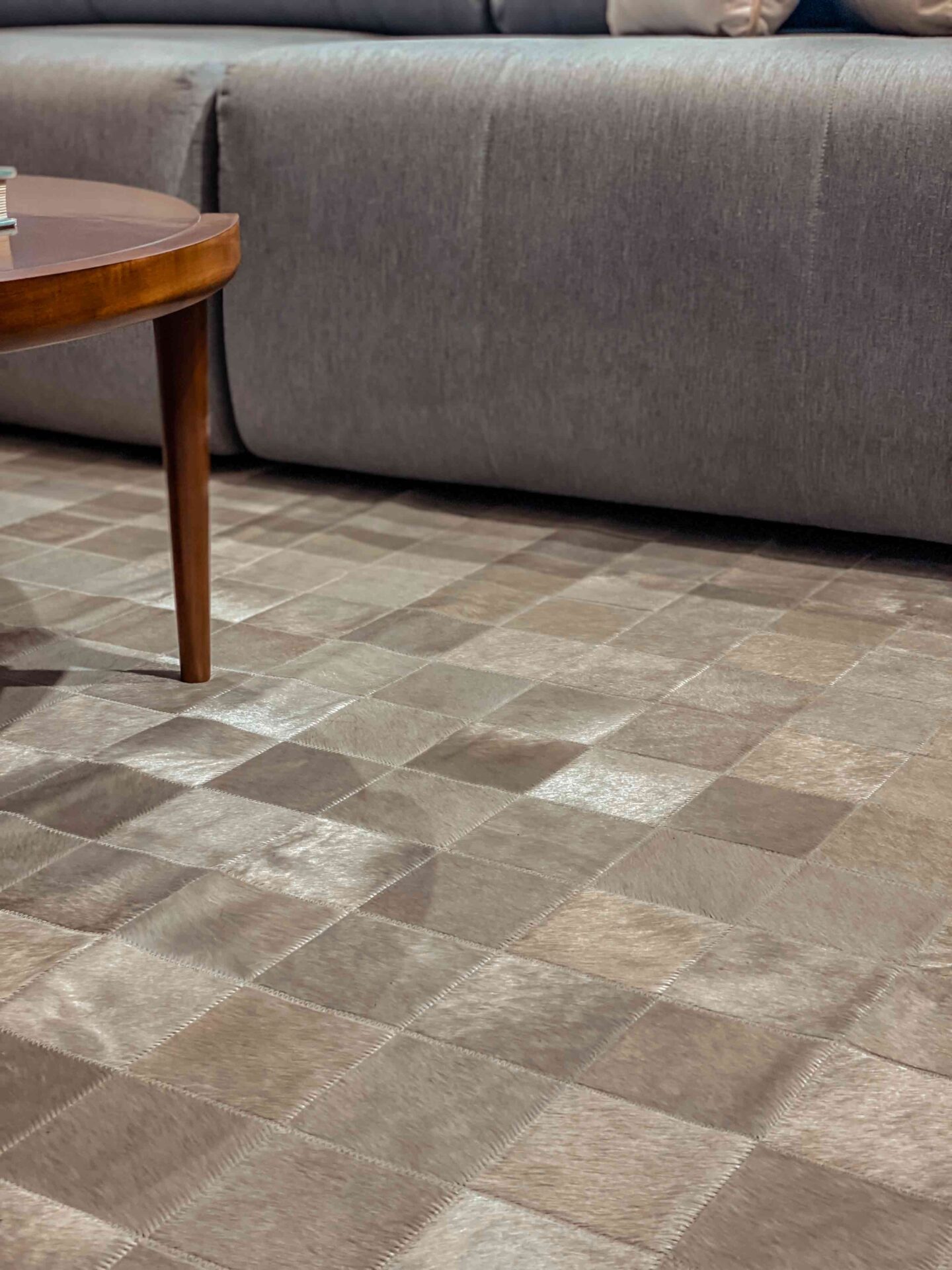 alfombra patchwork cuero